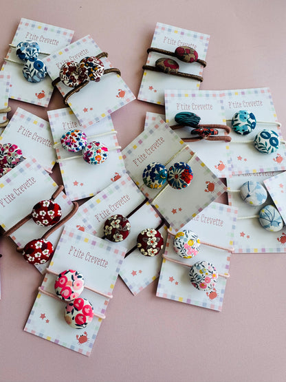 Duo d'élastiques cheveux Liberty of London fait main – Bouton tissu