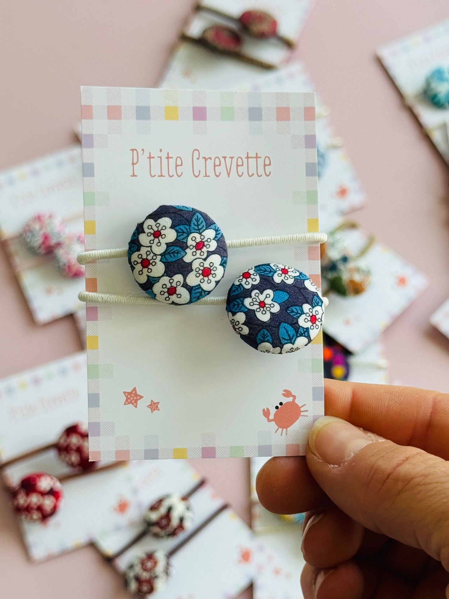 Duo d'élastiques cheveux Liberty of London fait main – Bouton tissu