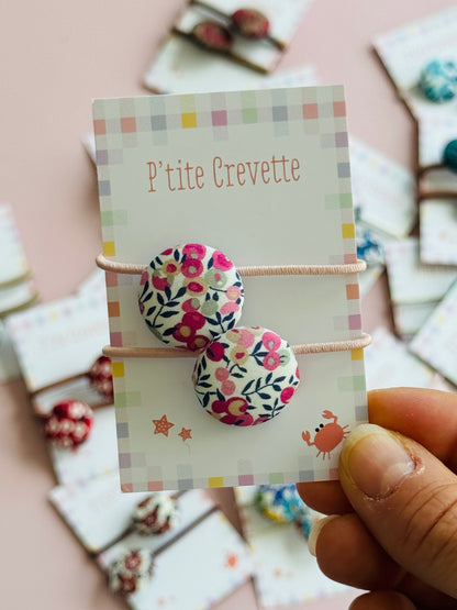 Duo d'élastiques cheveux Liberty of London fait main – Bouton tissu