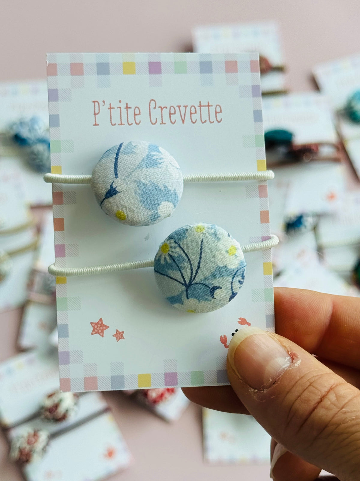 Duo d'élastiques cheveux Liberty of London fait main – Bouton tissu
