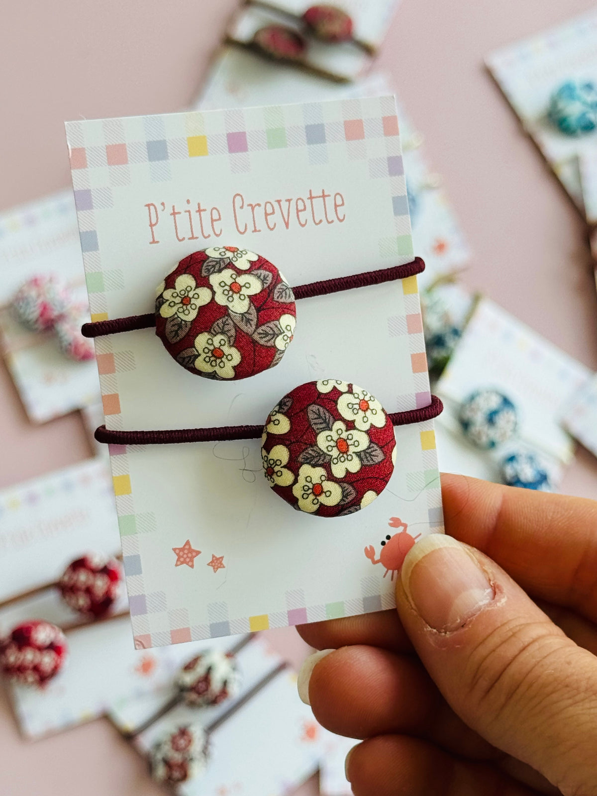 Duo d'élastiques cheveux Liberty of London fait main – Bouton tissu