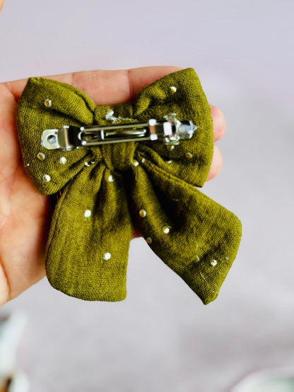 Mini barrette nœud papillon fait main – Pince 5cm, plusieurs tissus